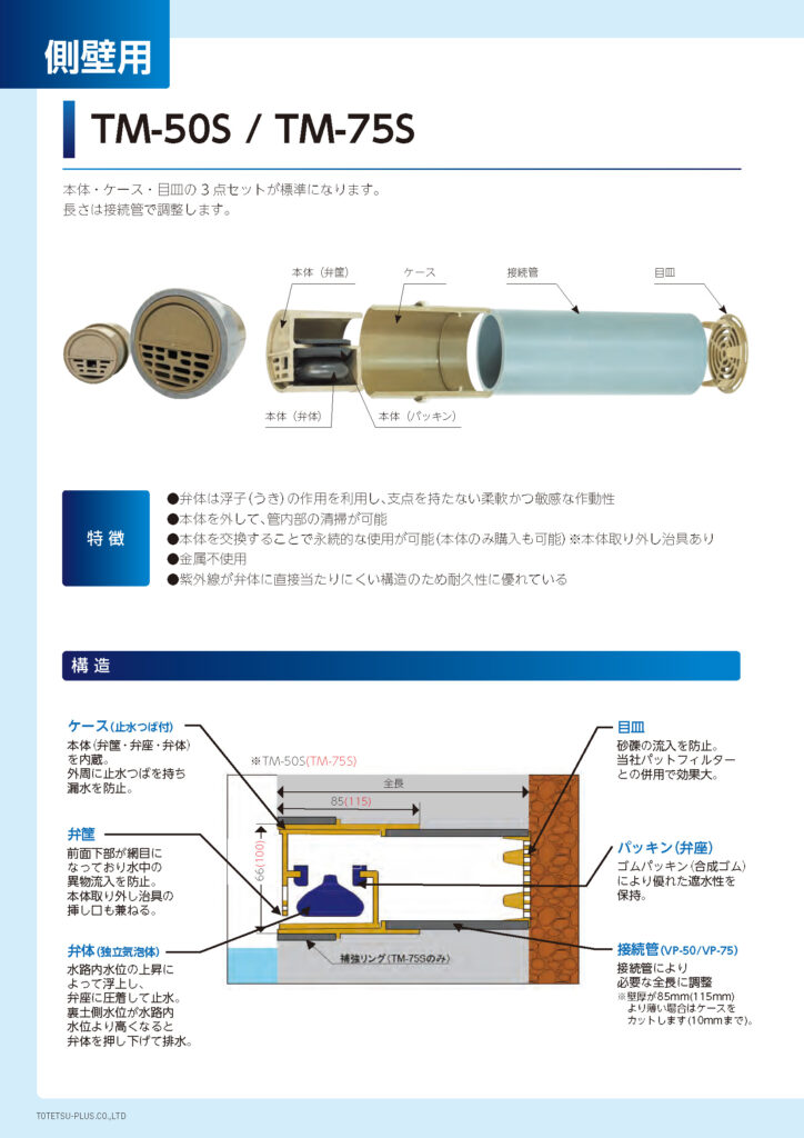 浮子弁式 ウィープホール【側壁用】